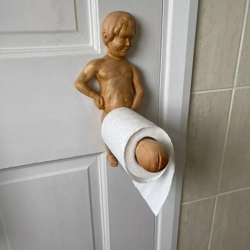 Morsom toalettpapirholder i tre