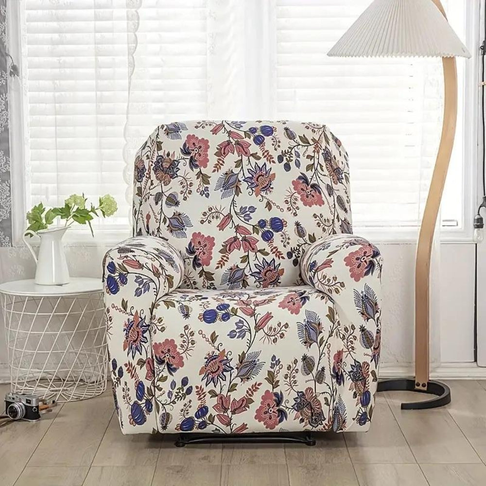 Trekk til reclinerstol med blomstermotiv