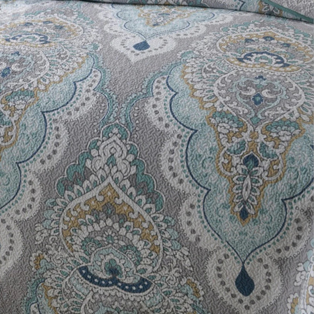 Paisley sengeteppesett i turkis