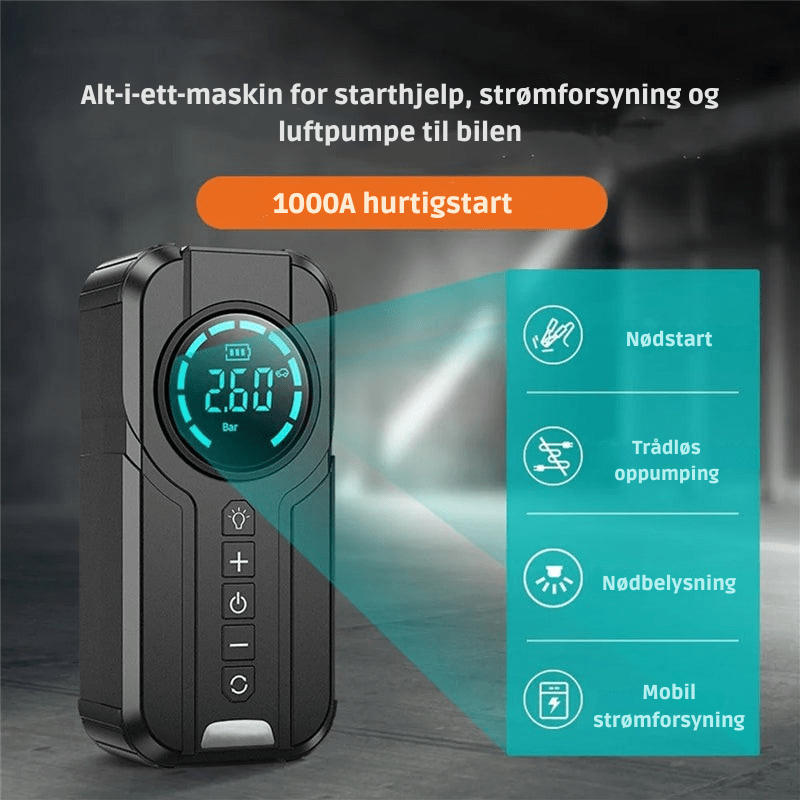 OmniPump™ Pro: 4 - i - 1 bærbar luftkompressor og nødverktøy - NordHjem