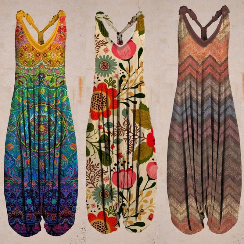 Forhåndssalg - Tanktop jumpsuit med tropisk trykk - NordHjem
