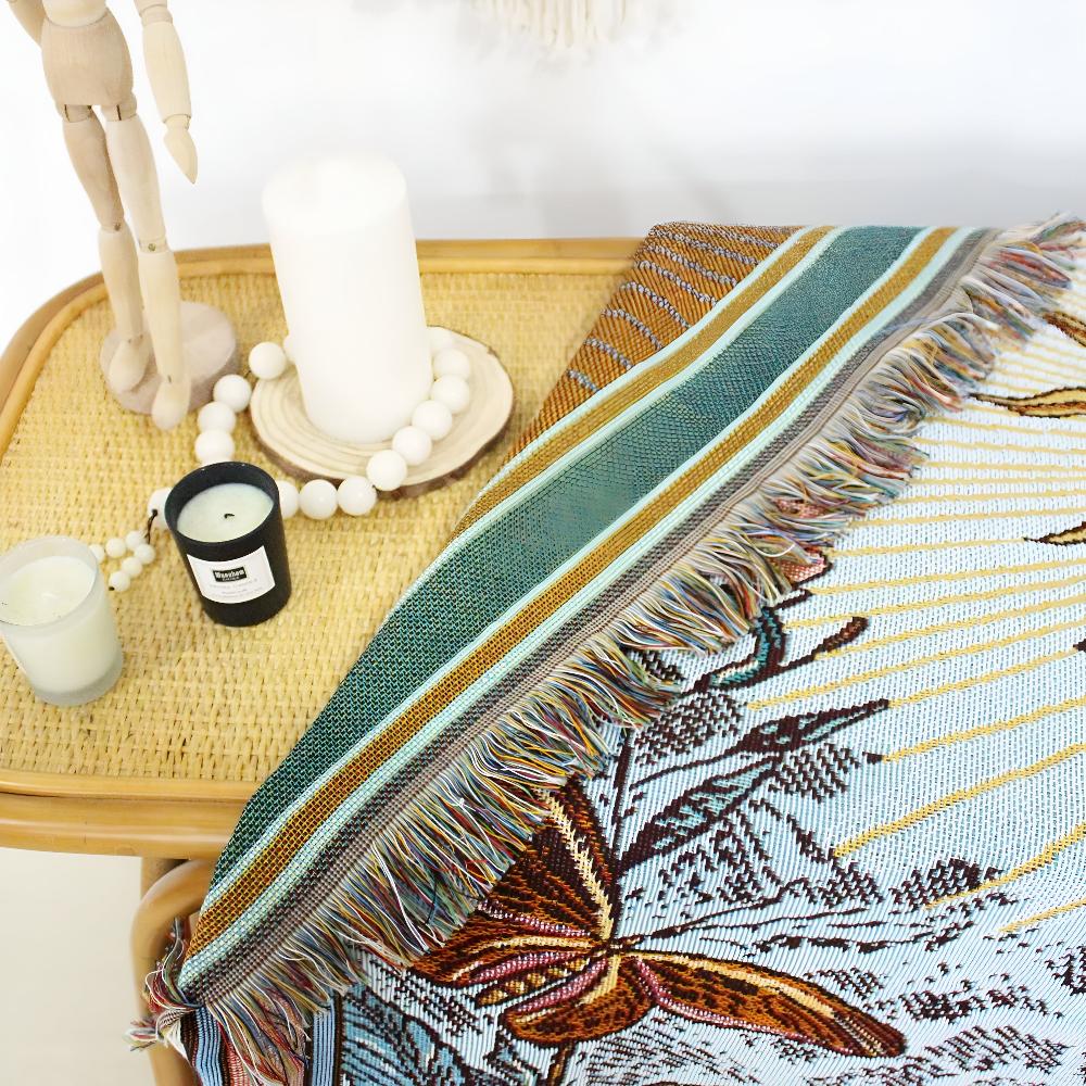 Boho-veggpledd med solmotiv