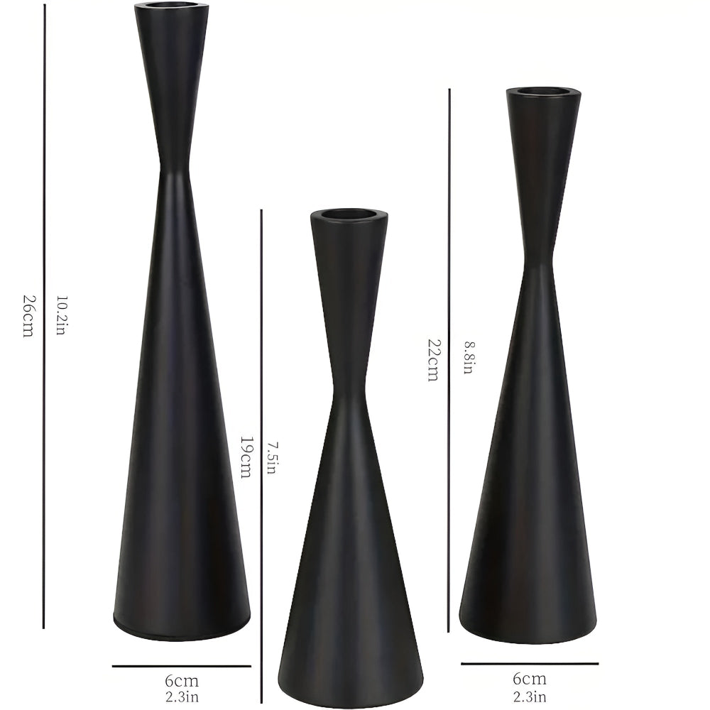 Elegante nordiske messinglysestaker | Sett med 3