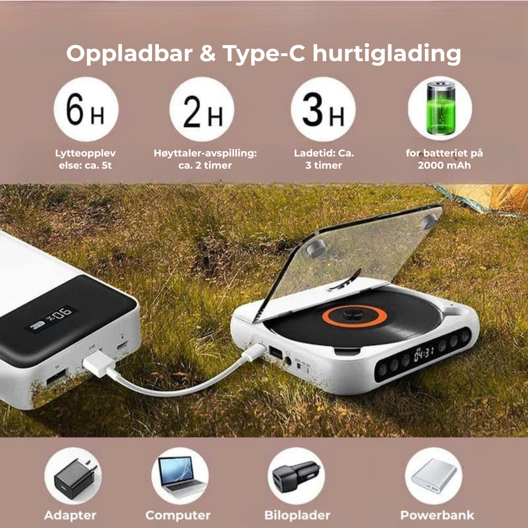 PureSound CD-afspiller™ | Genopdag musikken med krystalklar lyd hvor som helst