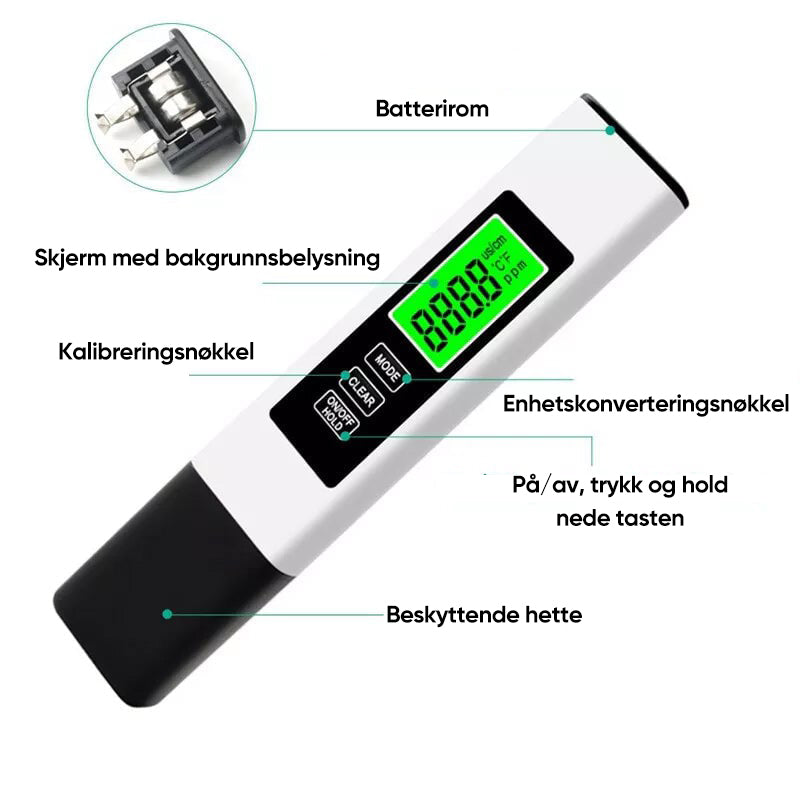 Ny 4-i-1 TDS-måler Digital VannTester