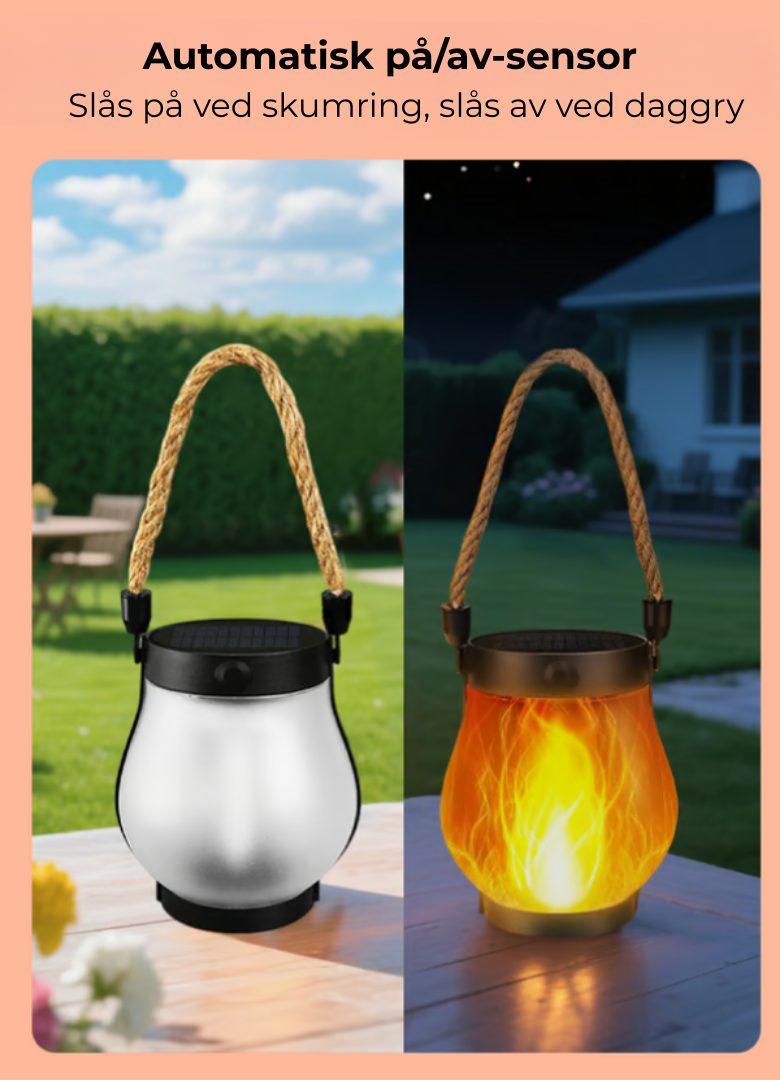 EmberGlow™ | Solcellelanterne med ægte flammeeffekt