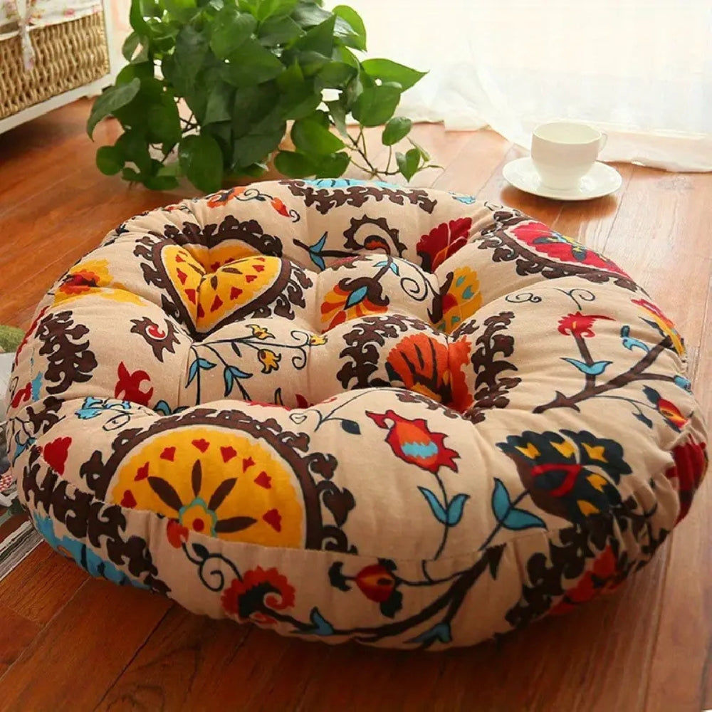 Rund boho-pute til allsidig sitteplass – Sunflower