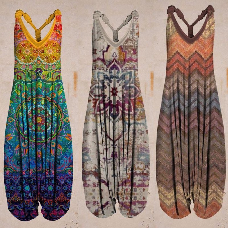 Forhåndssalg - Tanktop jumpsuit med tropisk trykk - NordHjem