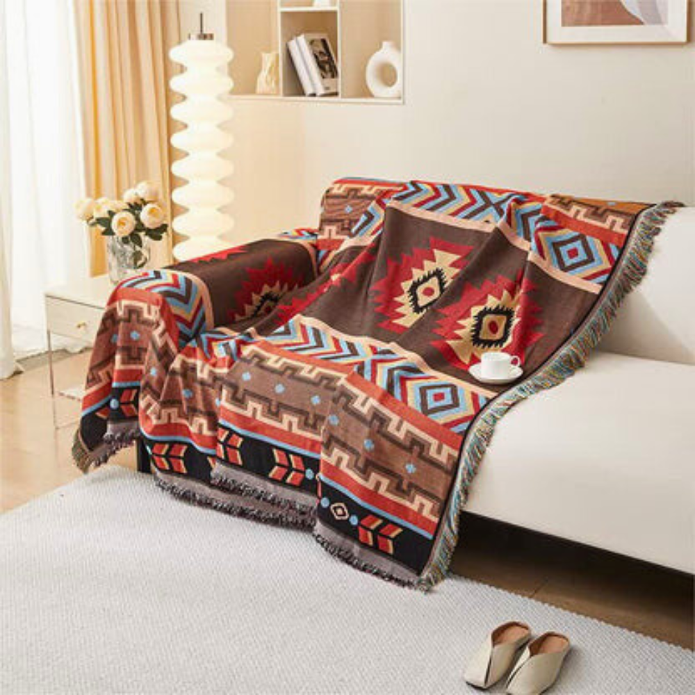 Sofatrekk med geometrisk boho-mønster