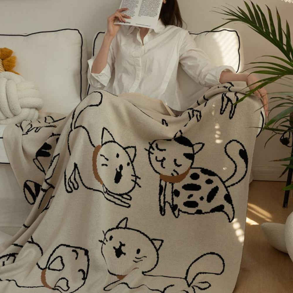 Purrsoft bomullspledd til lur – 51"x67"