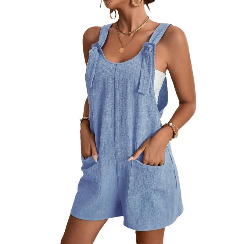 Stilig uformelle u-hals korte jumpsuits for kvinner