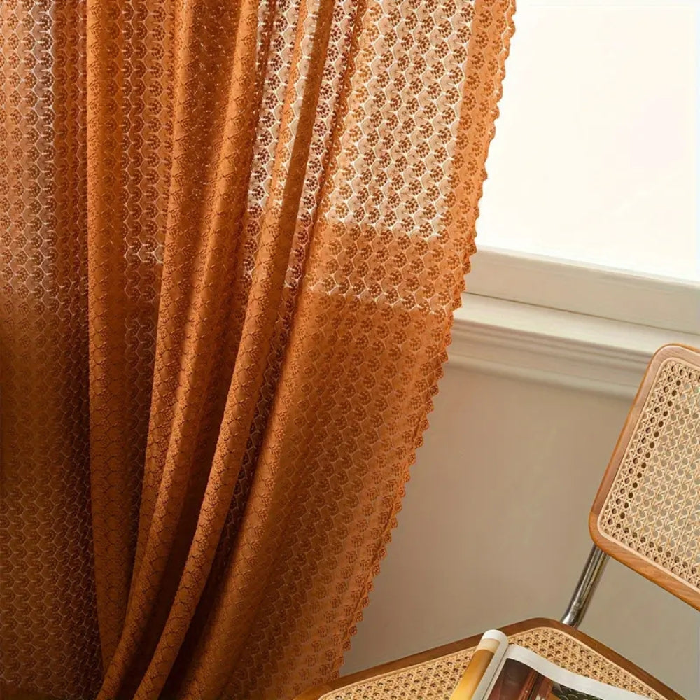 Amber Glow heklet boho-gardin