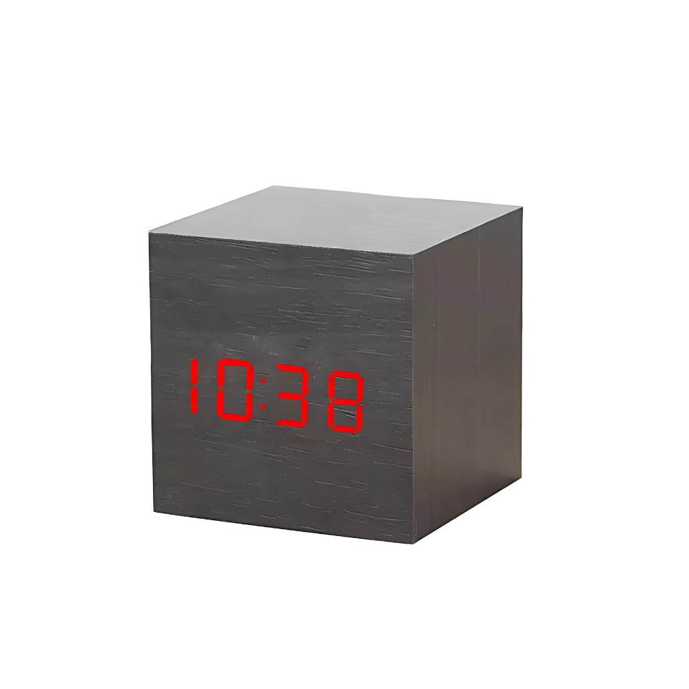 Moderne LED-vekkerklokke i kubeform