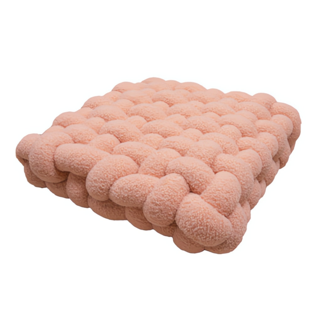 Plysjpute i bouclé med vevd knute