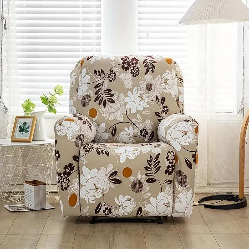 Trekk til reclinerstol med blomstermotiv