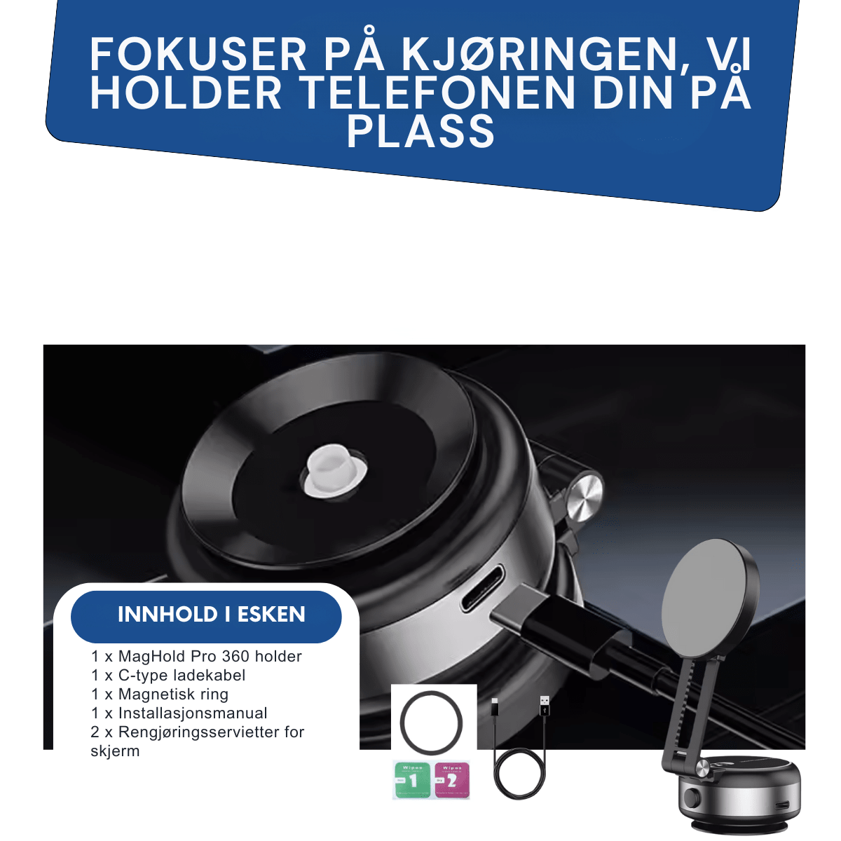 MagHold Pro – 360° Magnetisk Enhetsfeste - NordHjem