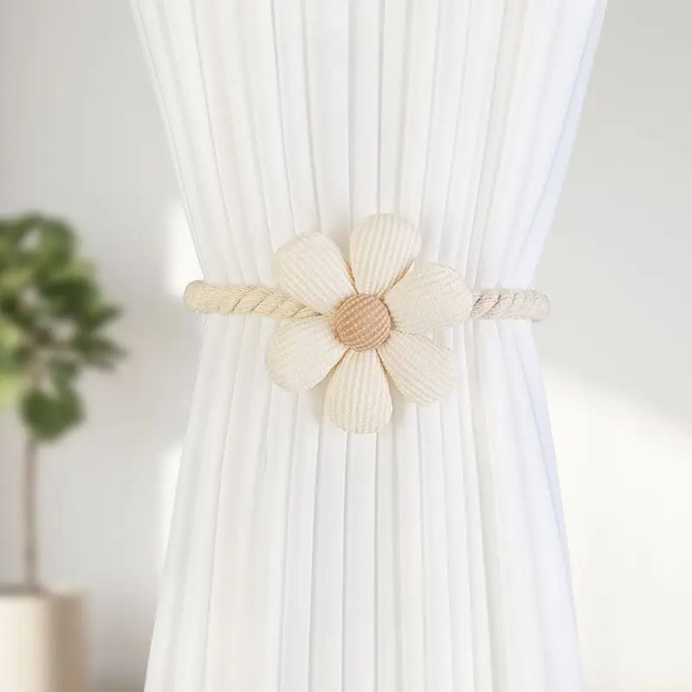 Magnetisk gardinholder med delikate blomster | Sett med 2