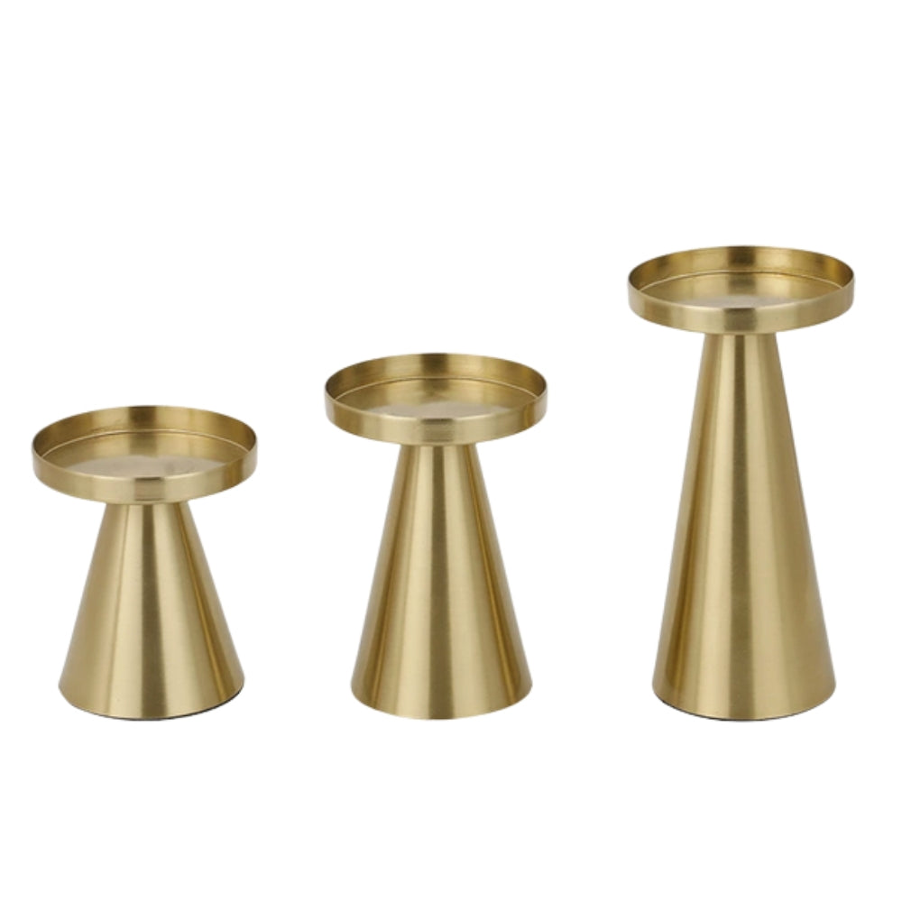 Elegante lysestaker i messing | Sett med 3