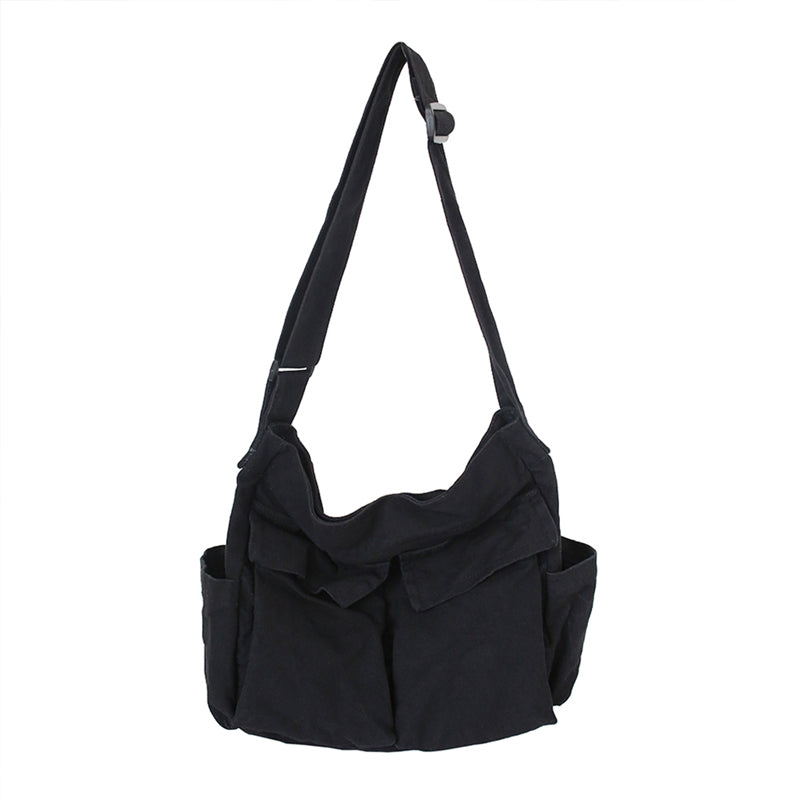 Lerret Ensfarget Messenger Bag