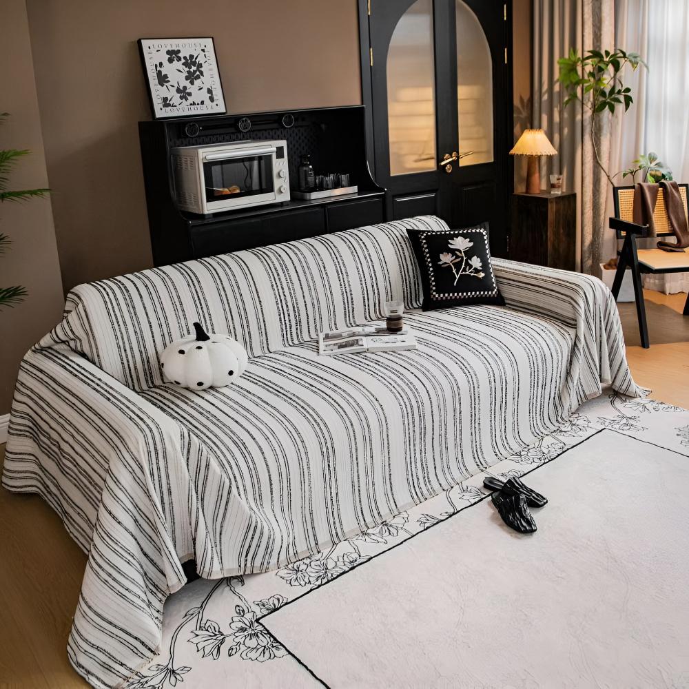 Elegant stripete sofatrekk i chenille