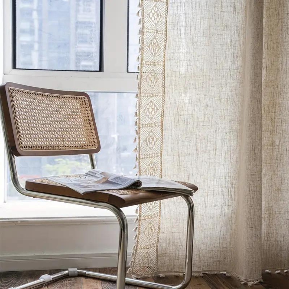 Geometrisk lingardin i landlig stil