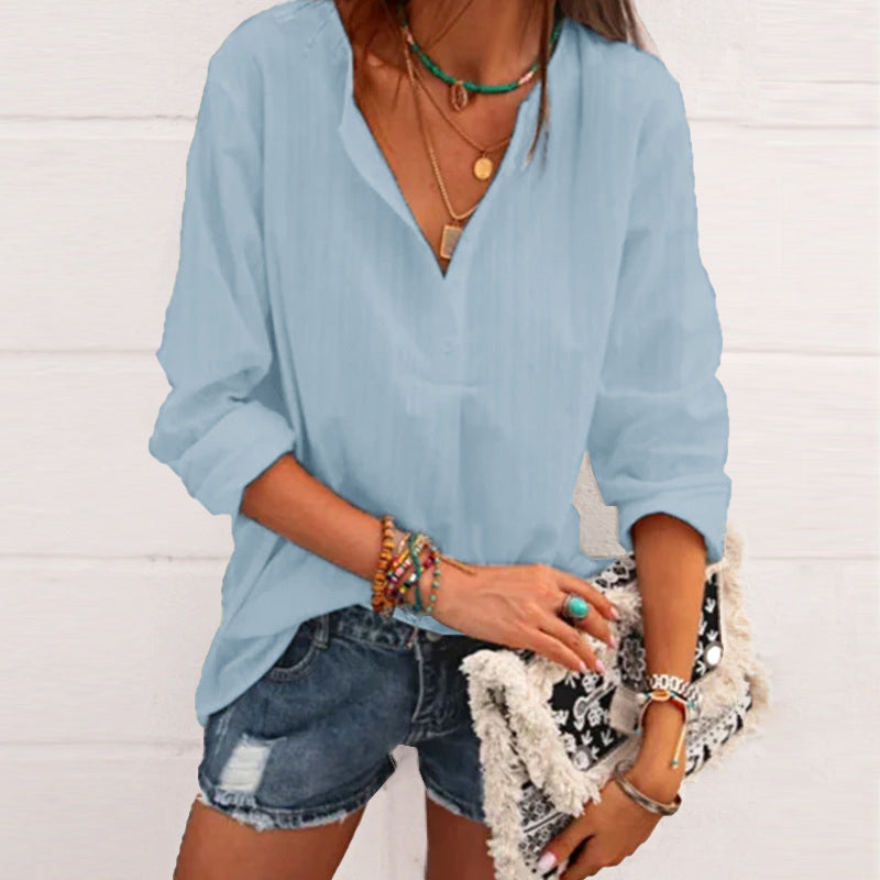 Ensfarvet uformel bluse