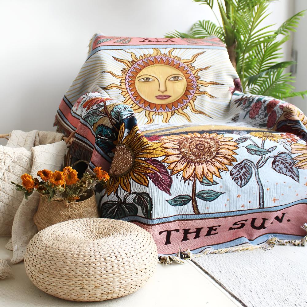 Boho-veggpledd med solmotiv