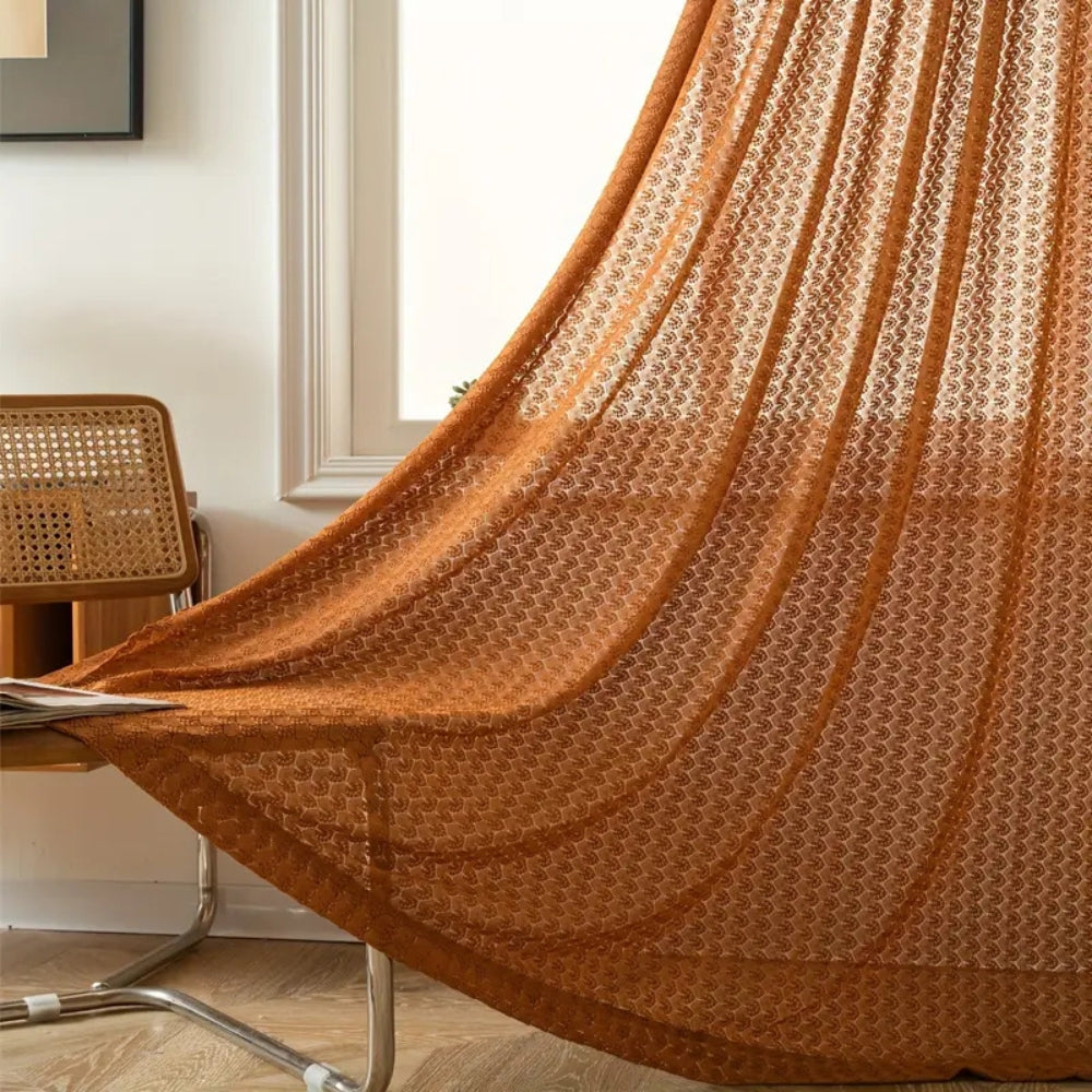 Amber Glow heklet boho-gardin – 59"Wx39"L