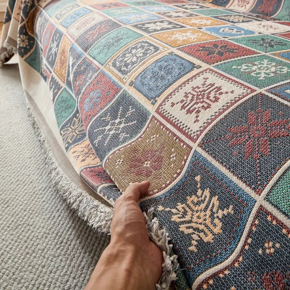 Geneva strikket boho-sofatrekk