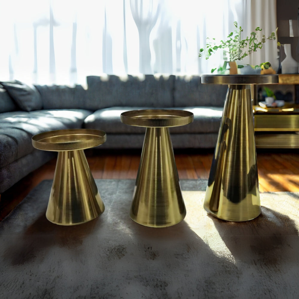 Elegante lysestaker i messing | Sett med 3