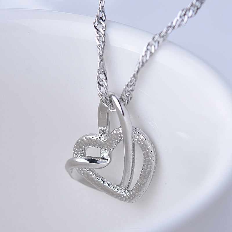 Frosted Double Heart Halskjede