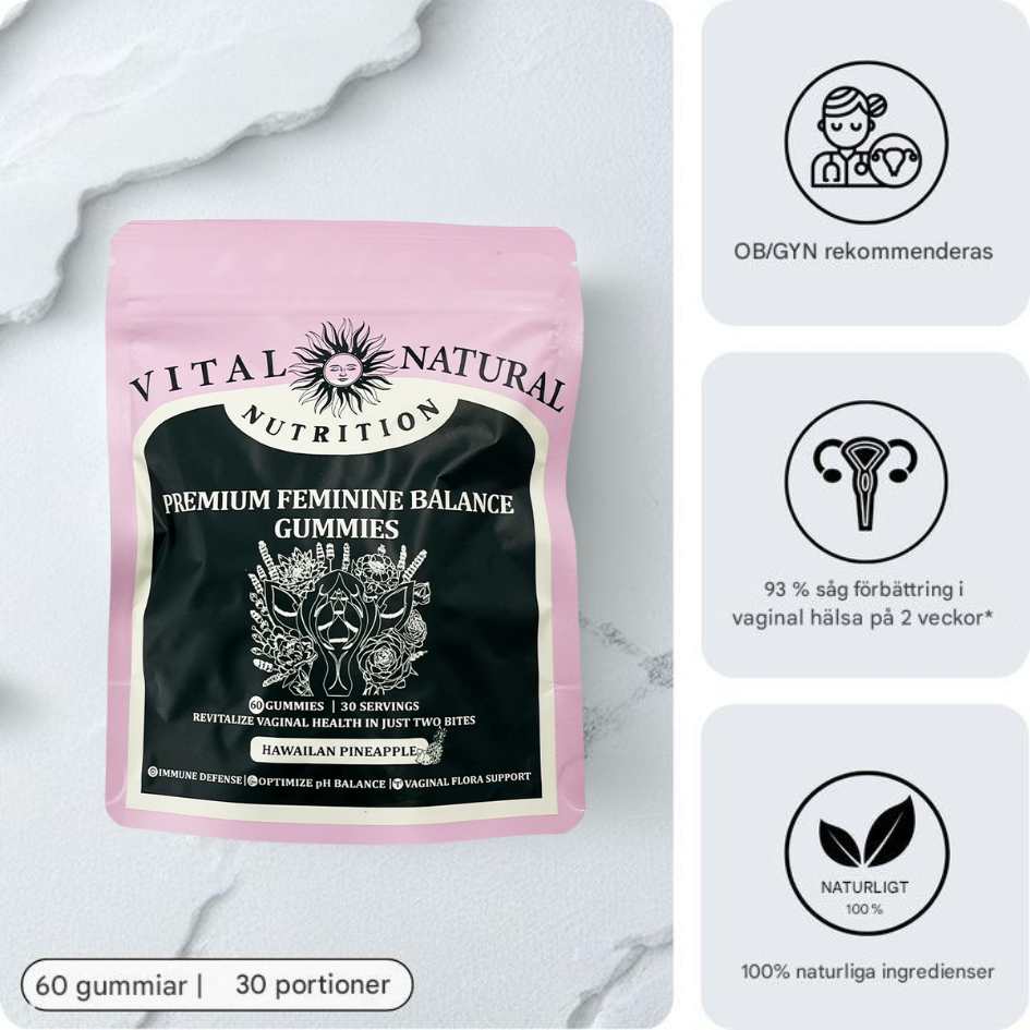 FemVera pH-balanse gummies med ananassmak, 60 stk per pakke