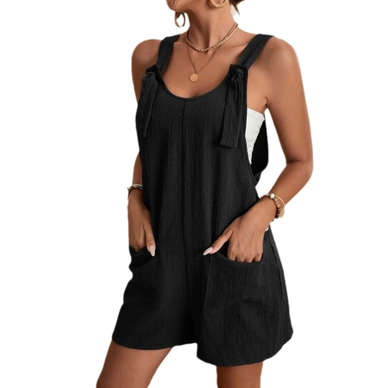 Stilig uformelle u-hals korte jumpsuits for kvinner