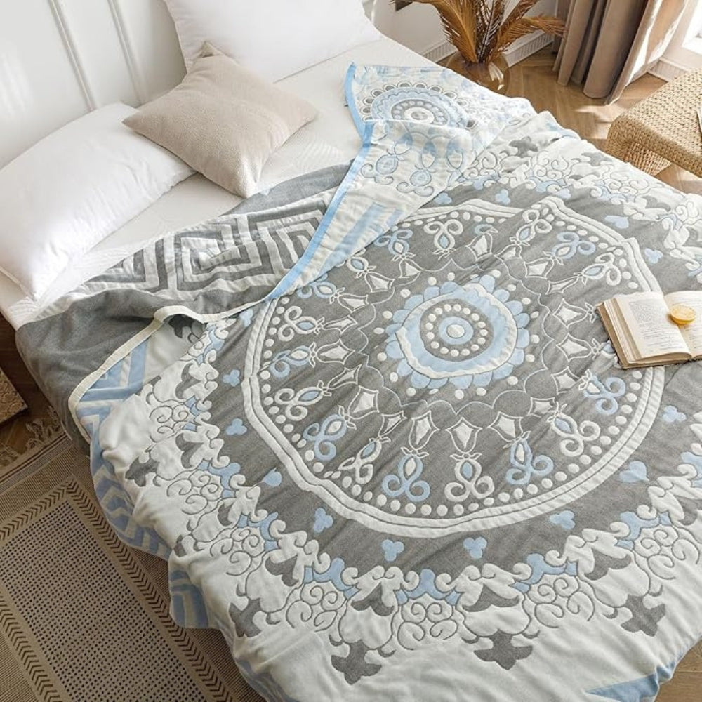 Santorini mandala bomullspledd