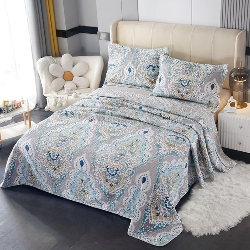 Paisley sengeteppesett i turkis
