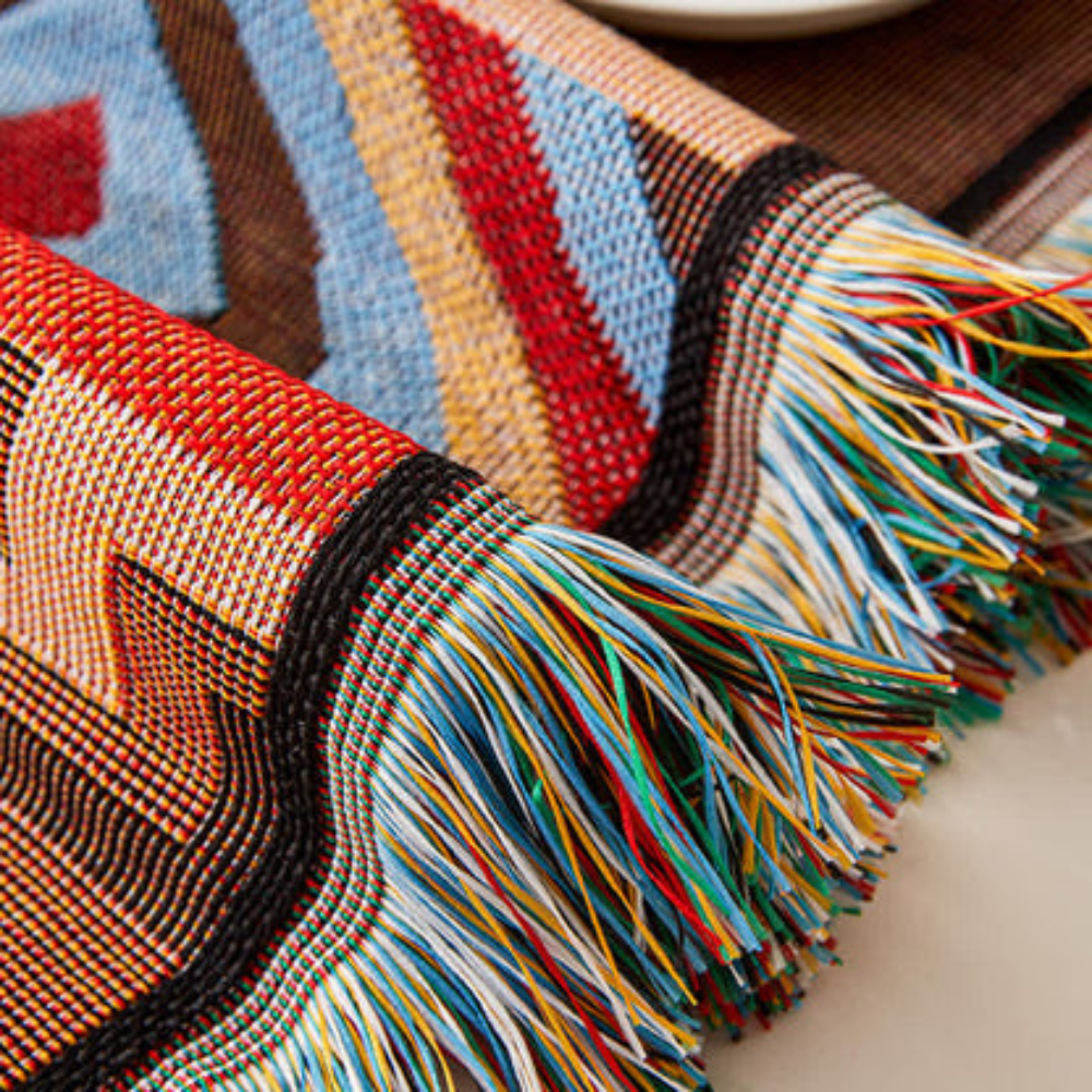 Sofatrekk med geometrisk boho-mønster