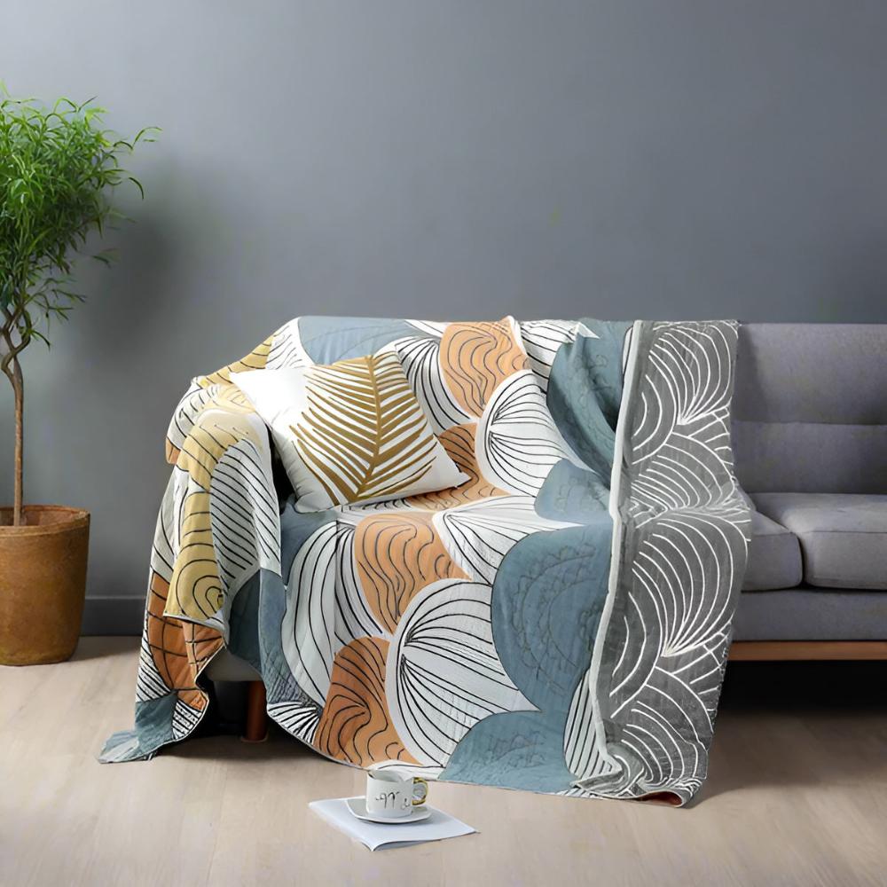 Bomullspledd med skjellmønster – Pastel Elegance