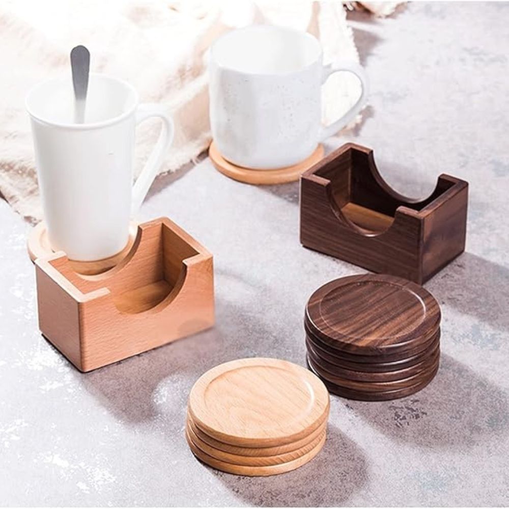 Glassbrikker i tre i japansk stil | Sett med 6 – Ebony Svartwood