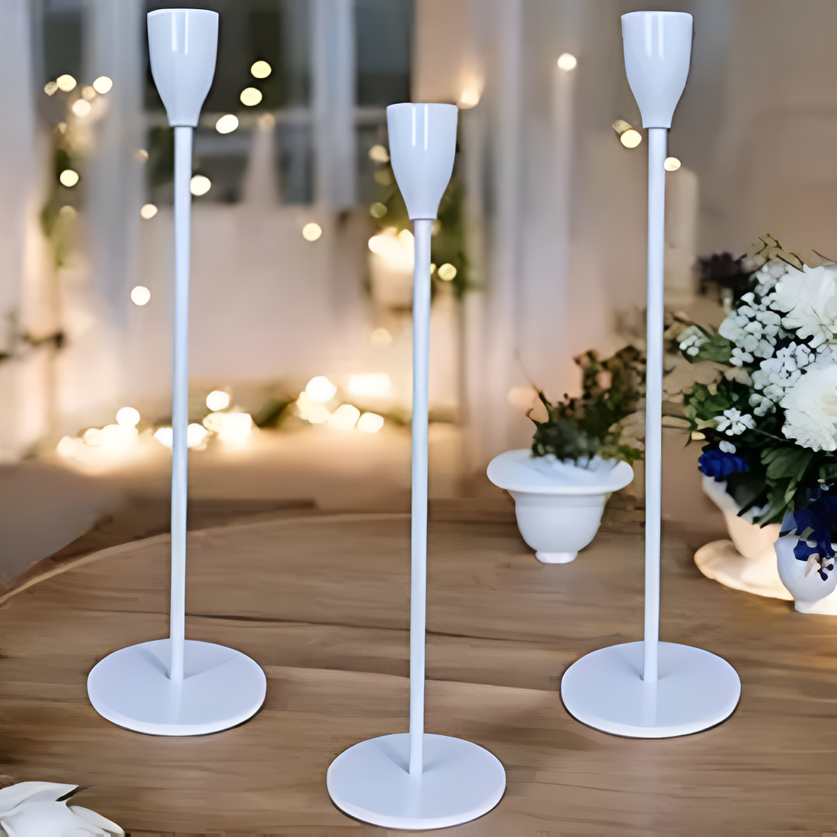 Elegante lysestaker i metall | Sett med 3