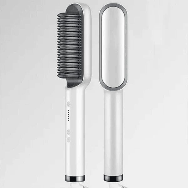 2 - i - 1 Hårbørste & Rettetang | Anti - Frizz, Glatt & Enkel Styling | PTC Oppvarming | For Alle Hårtyper & Skjegg - NordHjem