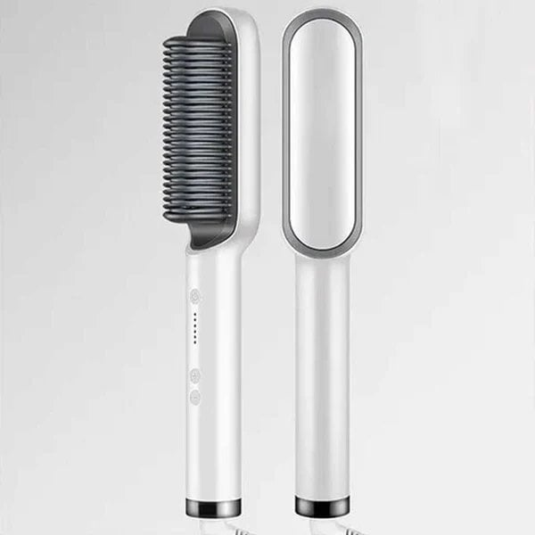 2-i-1 Hårbørste & Rettetang | Anti-Frizz, Glatt & Enkel Styling | PTC Oppvarming | For Alle Hårtyper & Skjegg