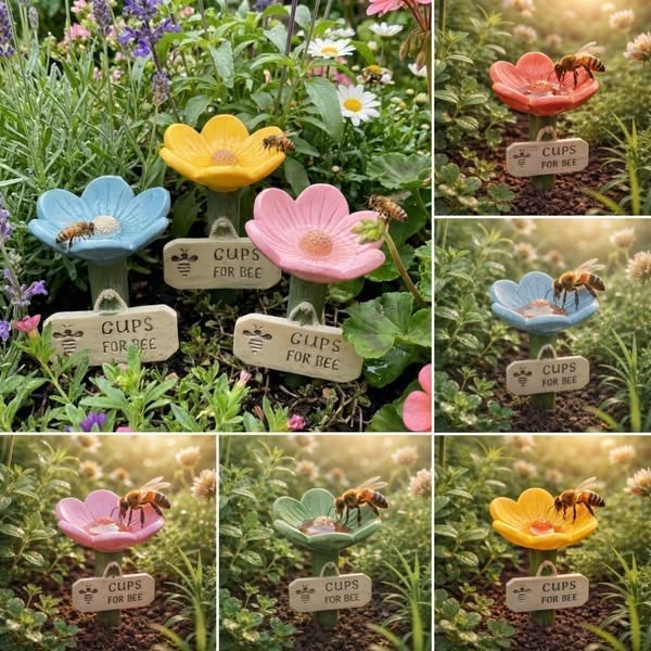 FlowerBowl 1+1 GRATIS - Hagedekorasjon Bier Som Drikker Vann Blomsterskål