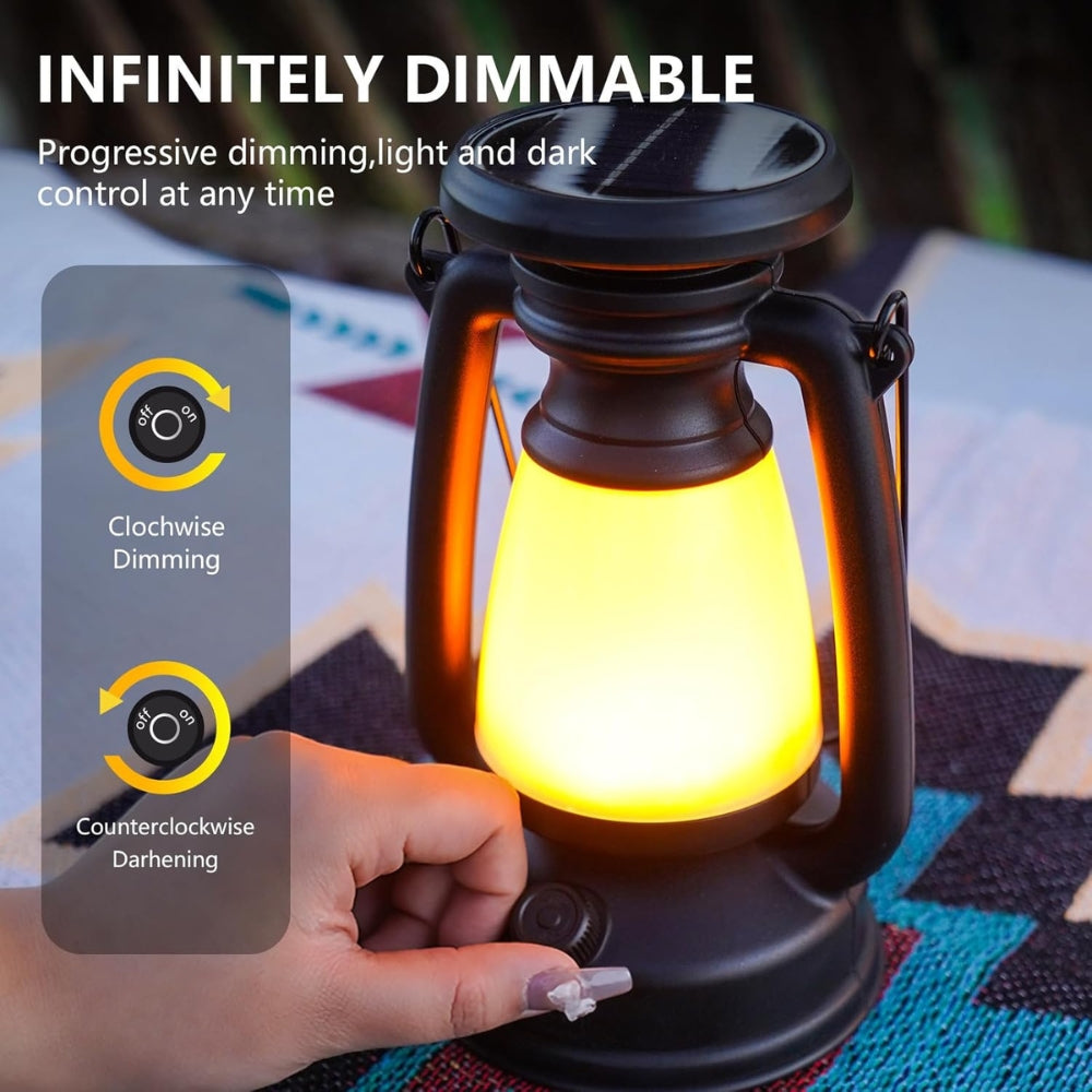 Dimbar campinglykt med solcelle og USB
