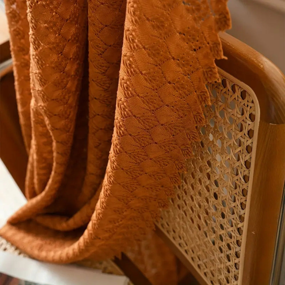 Amber Glow heklet boho-gardin