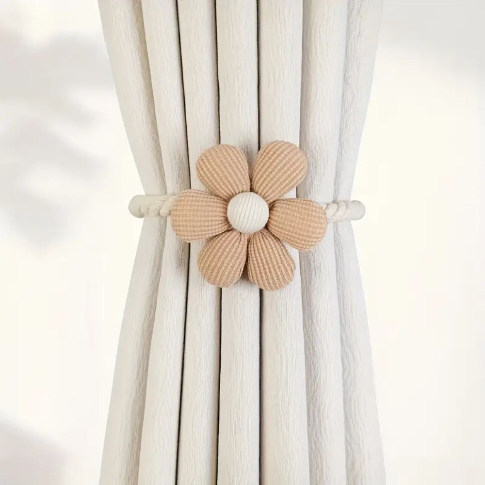 Magnetisk gardinholder med delikate blomster | Sett med 2