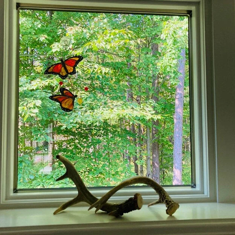 Farget Monarch Butterfly Glass Vindu Dekor