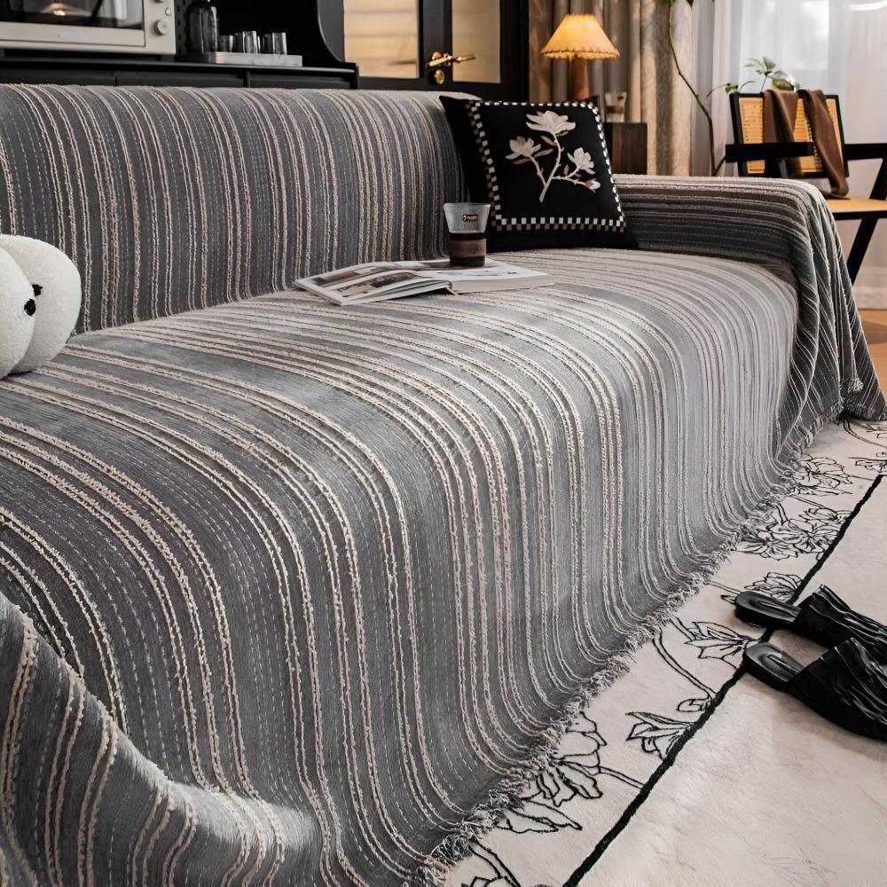 Elegant stripete sofatrekk i chenille