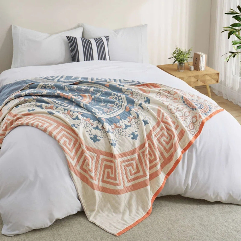 Santorini mandala bomullspledd