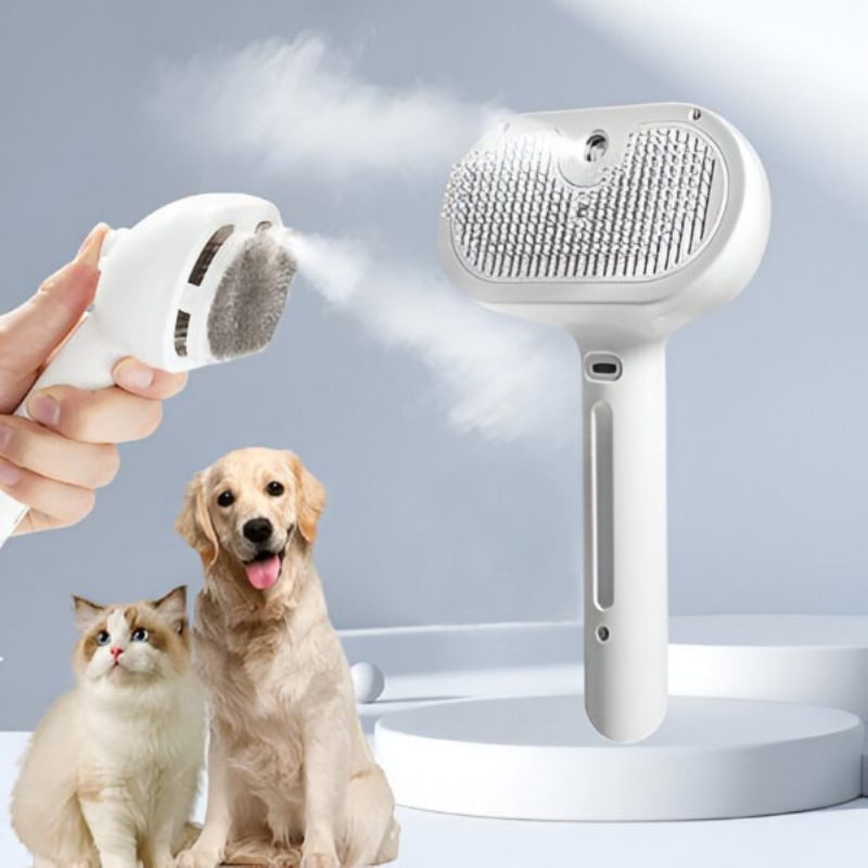 DogCatFri™ PetSteamer: 2-I-1 Spraypleie Kjæledyr Steamer Børste