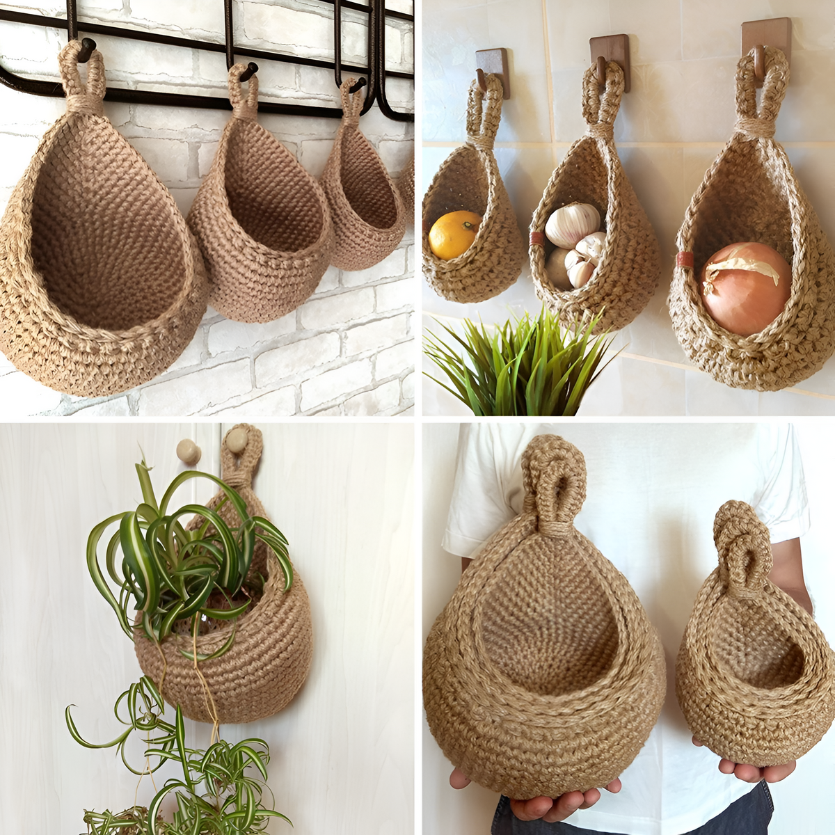 Håndlaget boho-hengekurv – XS